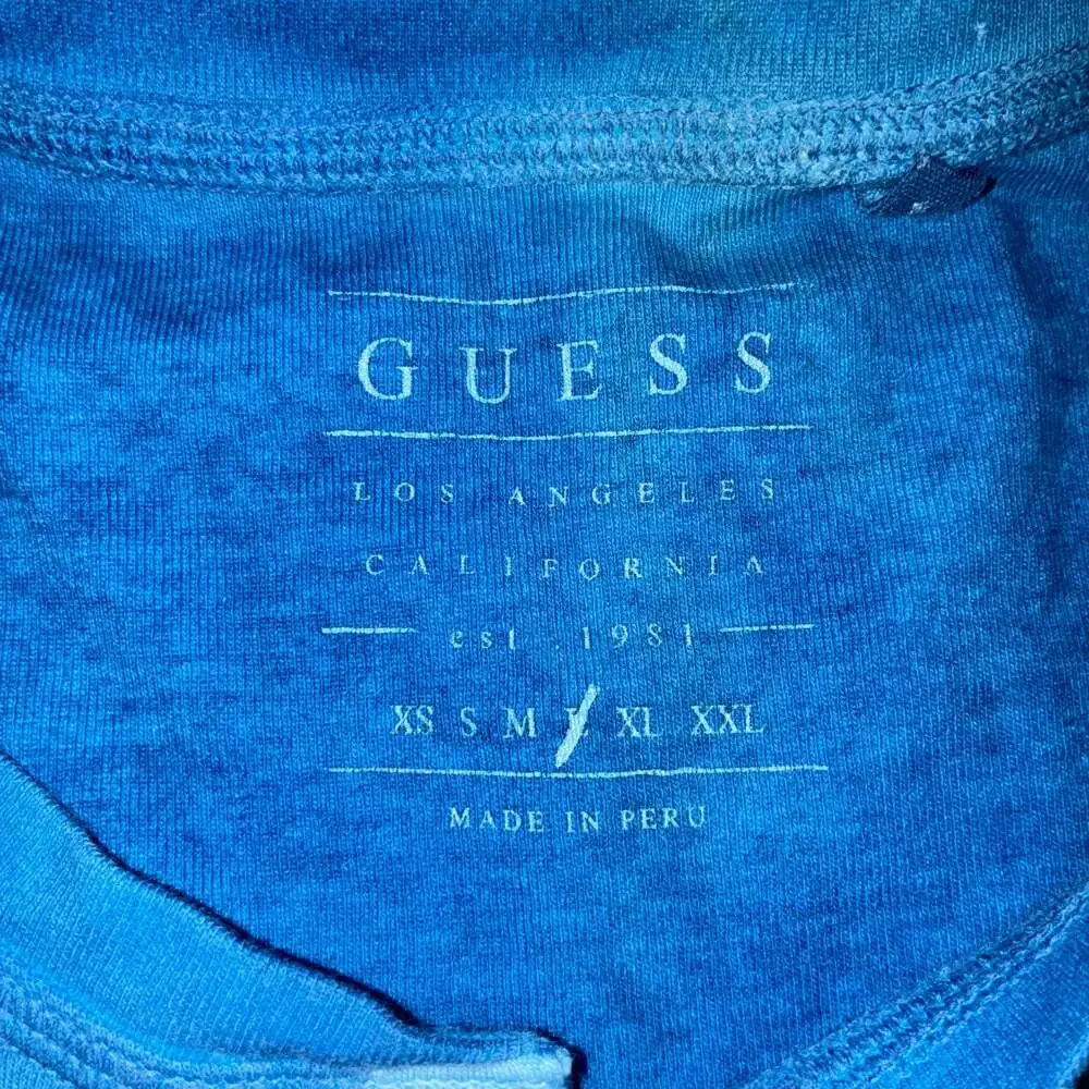 Guess Men Los Angeles Henley T-Shirt Blue Size M - Picture 4 of 7